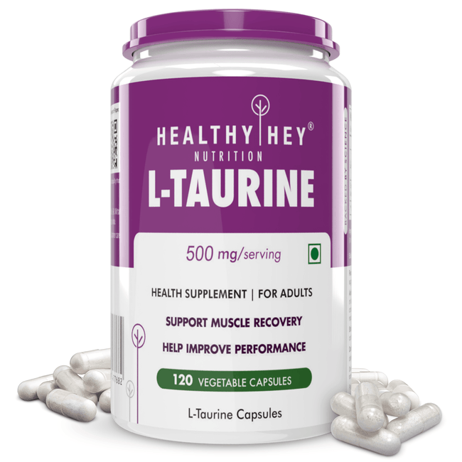 HealthyHey Nutrition Capsule L-Taurine, Support Muscle recovery Amino, Acid Supplement -120 Veg Capsules