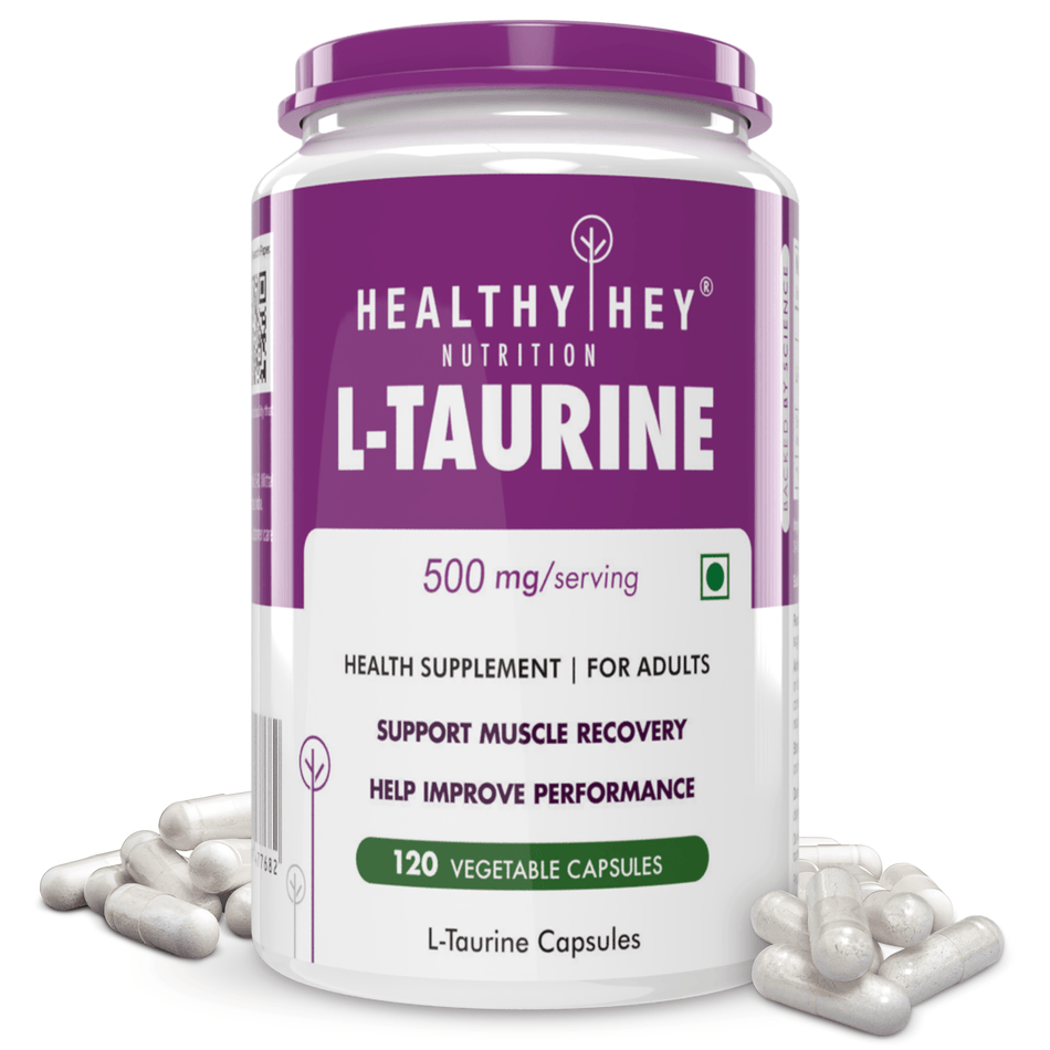 HealthyHey Nutrition Capsule L-Taurine, Support Muscle recovery Amino, Acid Supplement -120 Veg Capsules