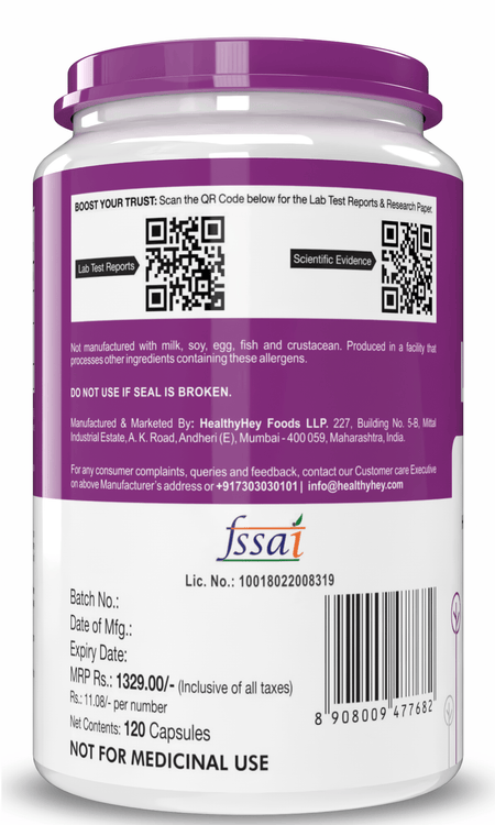 HealthyHey Nutrition Capsule L-Taurine, Support Muscle recovery Amino, Acid Supplement -120 Veg Capsules