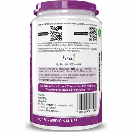 HealthyHey Nutrition Capsule L-Theanine, Support cognitive Health relaxation -90 Veg Capsules