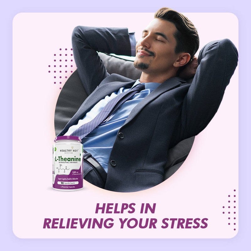 HealthyHey Nutrition Capsule L-Theanine, Support cognitive Health relaxation -90 Veg Capsules