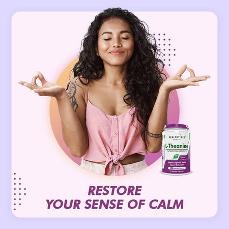 HealthyHey Nutrition Capsule L-Theanine, Support cognitive Support Health relaxation 120 Veg Capsules