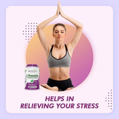 HealthyHey Nutrition Capsule L-Theanine, Support cognitive Support Health relaxation 120 Veg Capsules