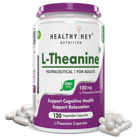HealthyHey Nutrition Capsule L-Theanine, Support cognitive Support Health relaxation 120 Veg Capsules