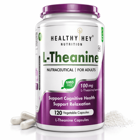 HealthyHey Nutrition Capsule L-Theanine, Support cognitive Support Health relaxation 120 Veg Capsules