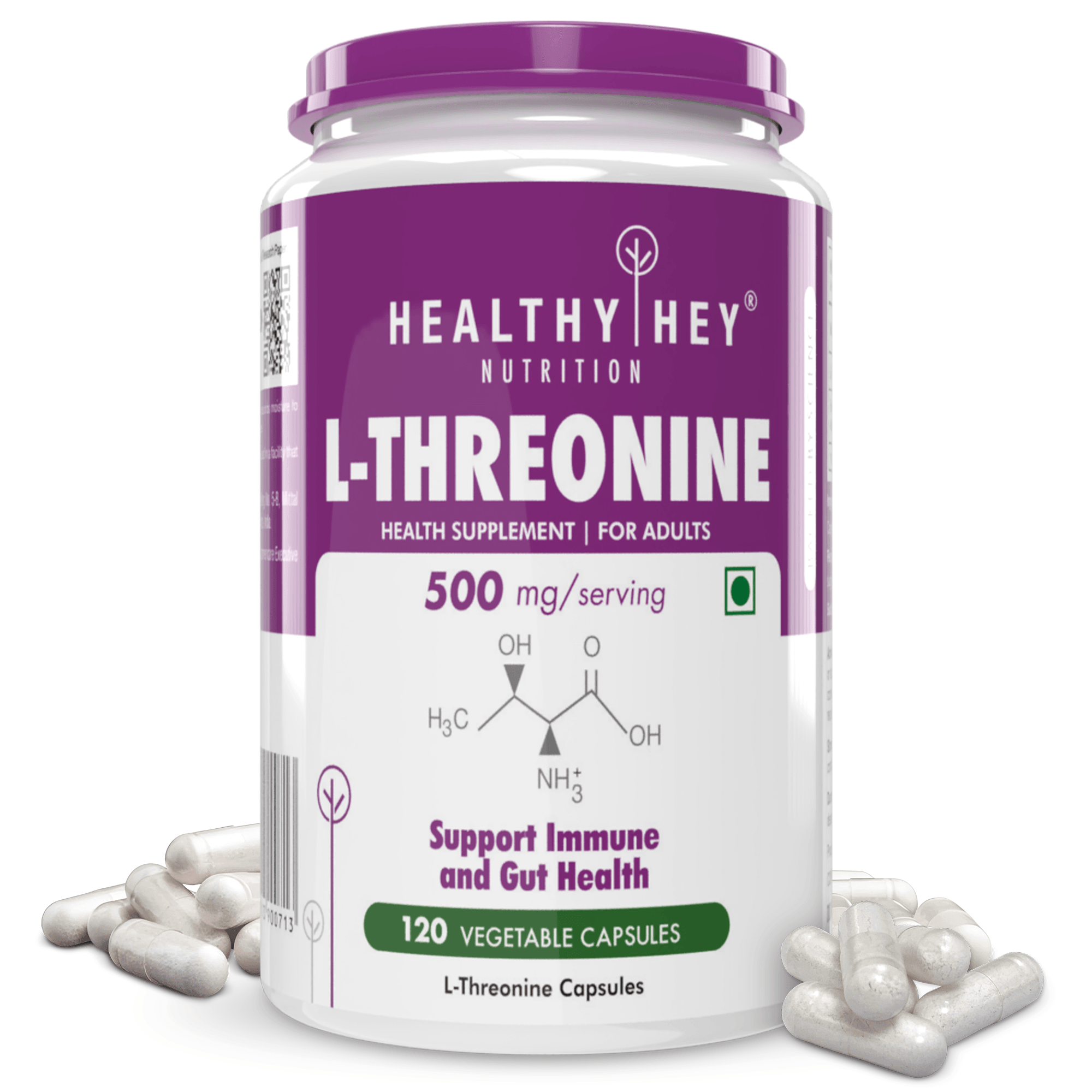 L-Threonine, Support Immune & Gut Health - Essential Amino Acid -120 Veg Capsules
