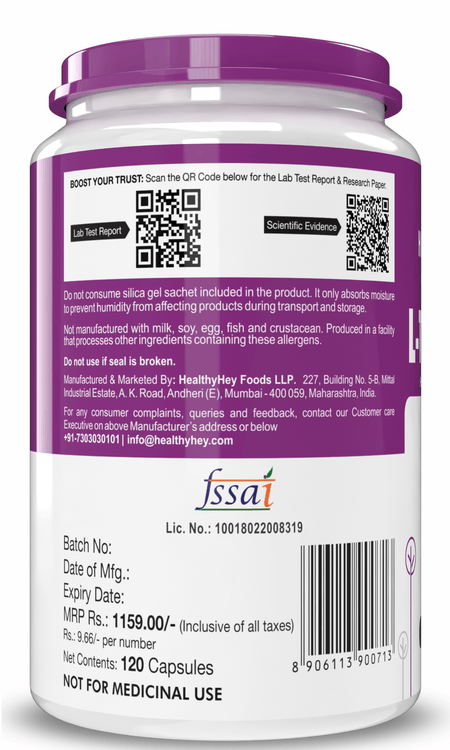 HealthyHey Nutrition Capsule L-Threonine, Support Immune & Gut Health - Essential Amino Acid -120 Veg Capsules