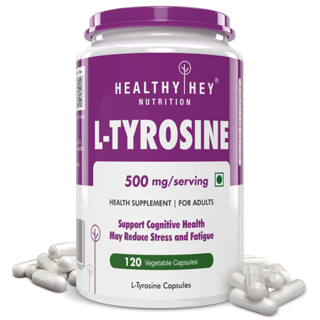 HealthyHey Nutrition Capsule L-Tyrosine, Supports cognitive health stress & fatigue 120 veg Capsules