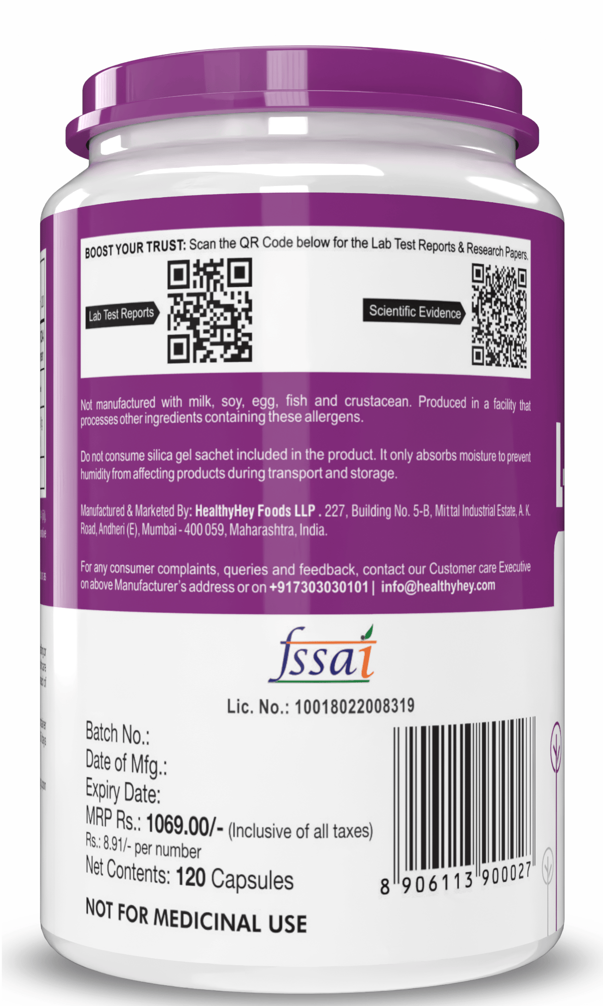HealthyHey Nutrition Capsule L-Tyrosine, Supports cognitive health stress & fatigue 120 veg Capsules