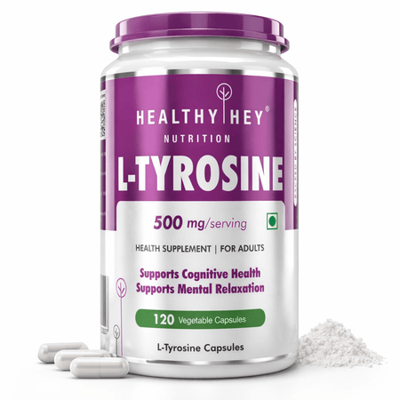 HealthyHey Nutrition Capsule L-Tyrosine, Supports cognitive health stress & fatigue 120 veg Capsules