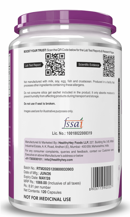 HealthyHey Nutrition Capsule L-Tyrosine, Supports cognitive health stress & fatigue 120 veg Capsules