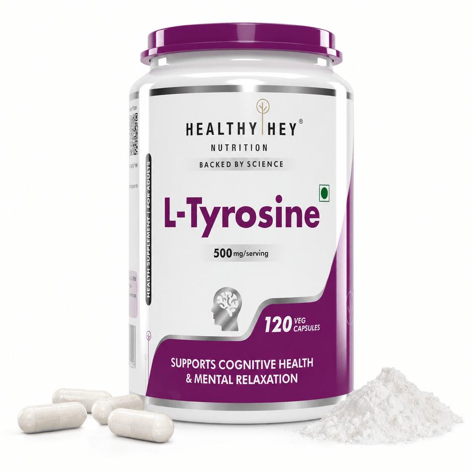 HealthyHey Nutrition Capsule L-Tyrosine, Supports cognitive health stress & fatigue 120 veg Capsules
