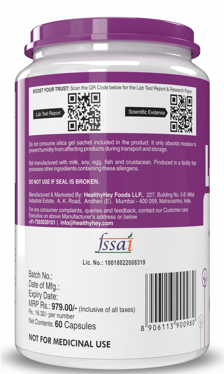 HealthyHey Nutrition Capsule L-Valine BCAA Supplement - Supports Muscle Health - 60 Veg Capsules