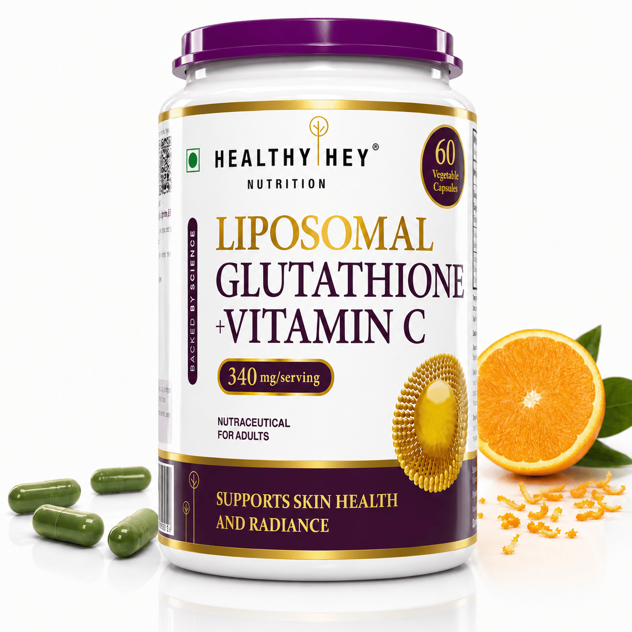 Liposomal Glutathione Plus Vitamin C Supports skin Health and radiance 60 Vegetable Capsules