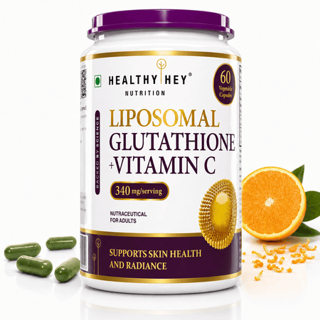 HealthyHey Nutrition Capsule Liposomal Glutathione Plus Vitamin C Supports skin Health and radiance 60 Vegetable Capsules