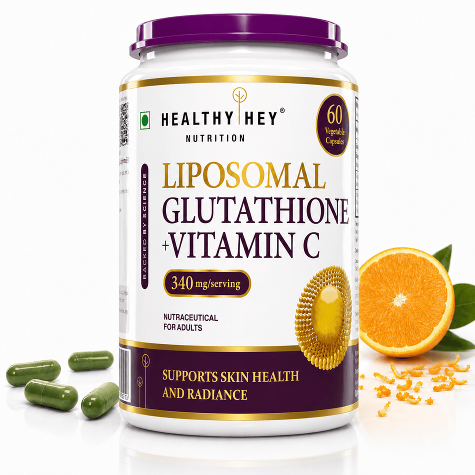 HealthyHey Nutrition Capsule Liposomal Glutathione Plus Vitamin C Supports skin Health and radiance 60 Vegetable Capsules