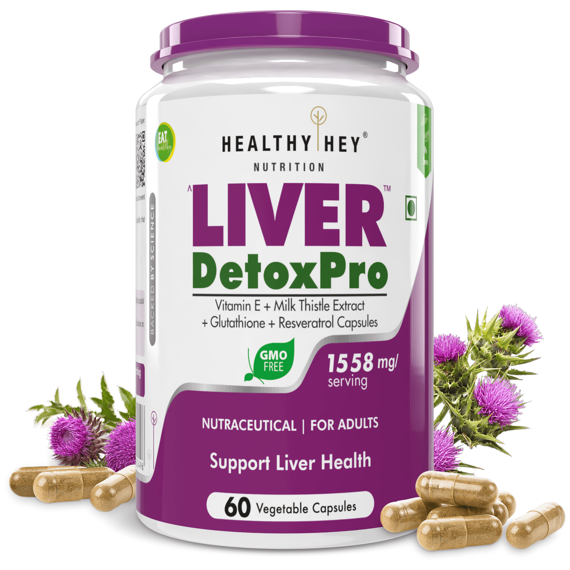 HealthyHey Nutrition Capsule Liver DetoxPro, Supports Liver Health -60 veg capsules