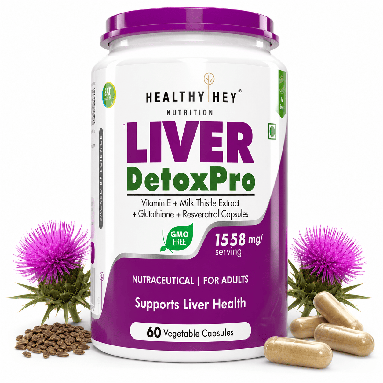 HealthyHey Nutrition Capsule Liver DetoxPro, Supports Liver Health -60 veg capsules