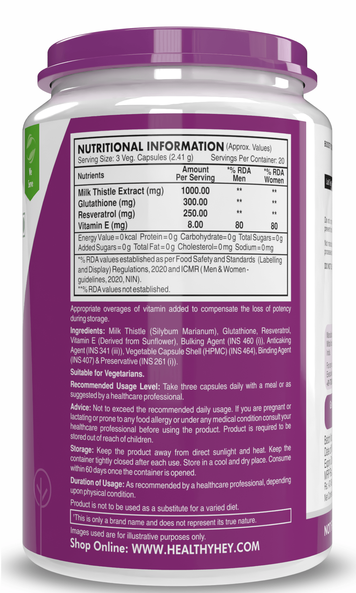 HealthyHey Nutrition Capsule Liver DetoxPro, Supports Liver Health -60 veg capsules
