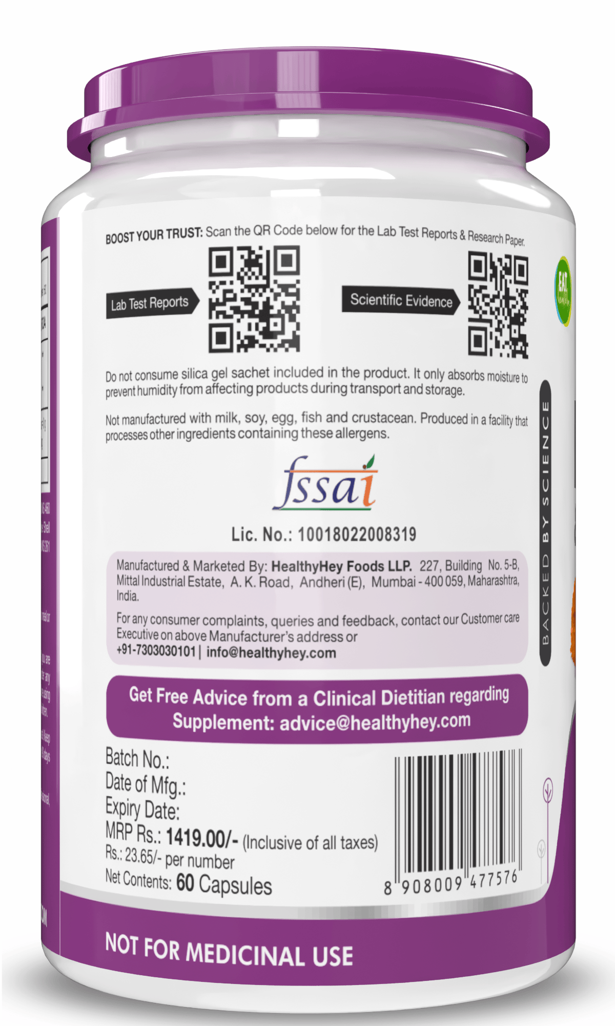 HealthyHey Nutrition Capsule Lutein with Zeaxanthin, Support Eye Health -60 Veg. Capsules