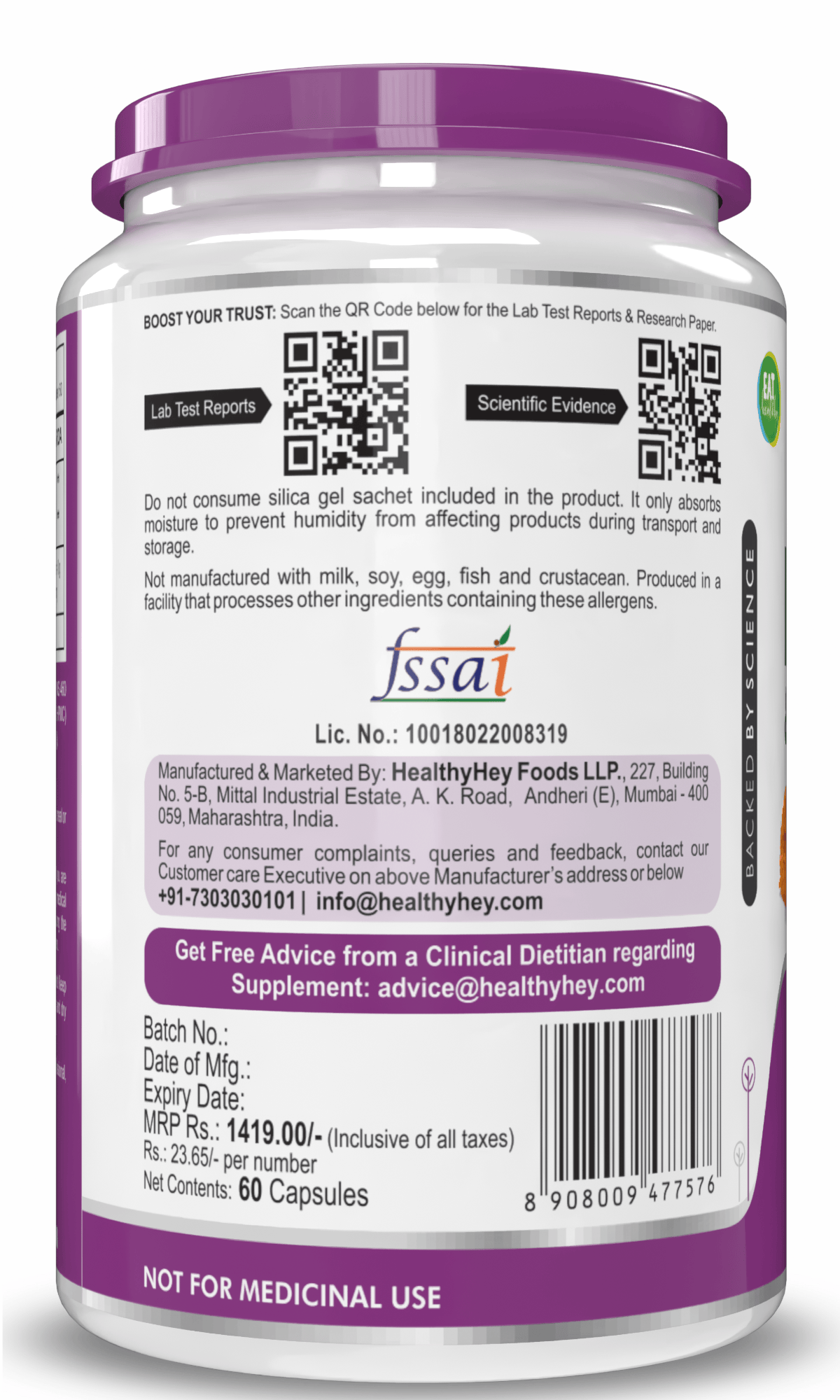 HealthyHey Nutrition Capsule Lutein with Zeaxanthin, Support Eye Health -60 Veg. Capsules