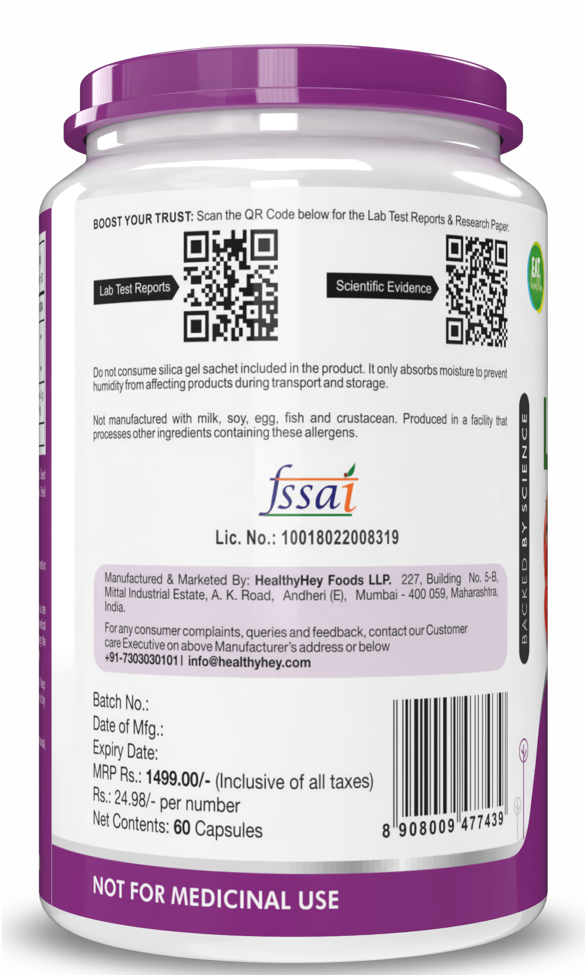 HealthyHey Nutrition Capsule Lycopene, Support skin & hair health 60 Veg Capsules