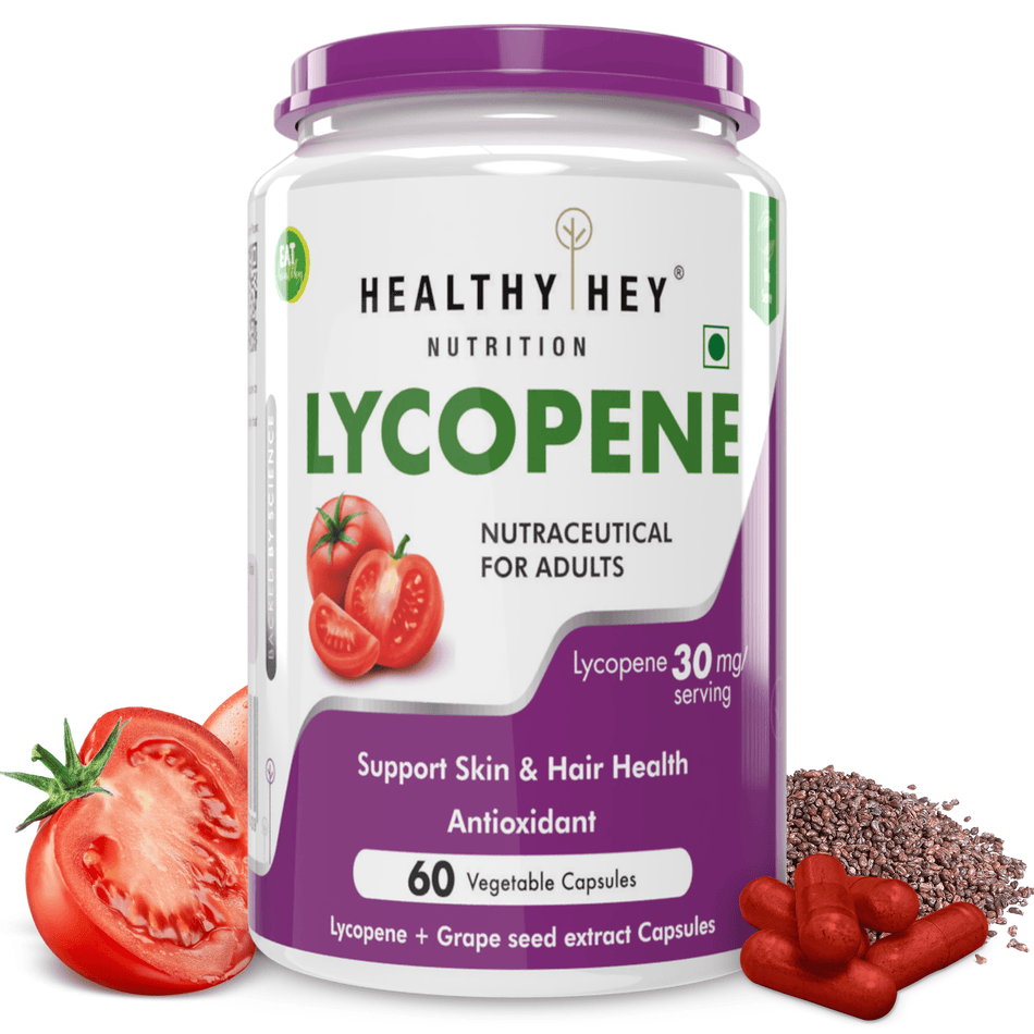 HealthyHey Nutrition Capsule Lycopene, Support skin & hair health 60 Veg Capsules