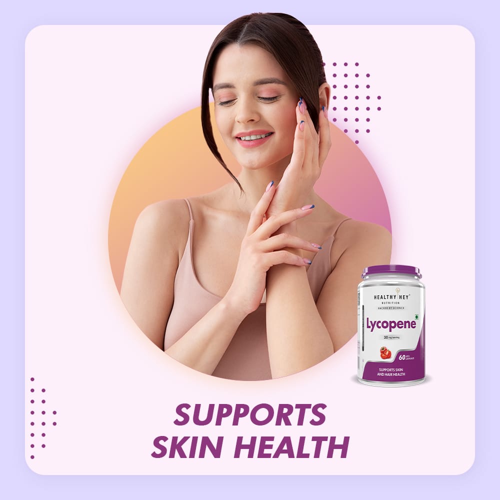 HealthyHey Nutrition Capsule Lycopene, Support skin & hair health 60 Veg Capsules