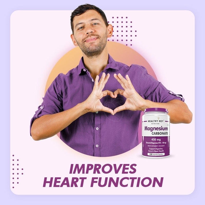 HealthyHey Nutrition Capsule Magnesium Carbonate support digestive, bone & heart health 120 Veg Capsules