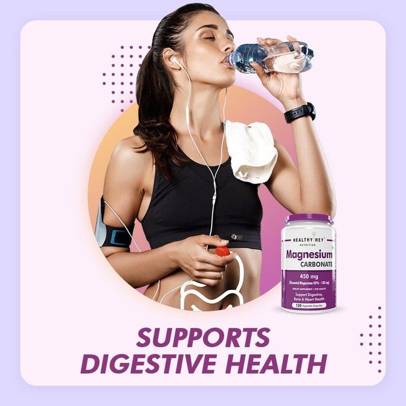 HealthyHey Nutrition Capsule Magnesium Carbonate support digestive, bone & heart health 120 Veg Capsules