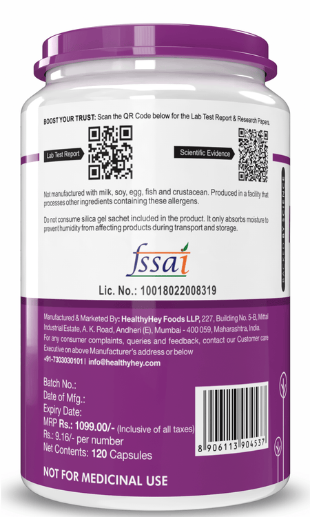 HealthyHey Nutrition Capsule Magnesium Carbonate support digestive, bone & heart health 120 Veg Capsules