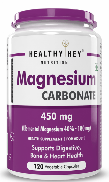 HealthyHey Nutrition Capsule Magnesium Carbonate support digestive, bone & heart health 120 Veg Capsules