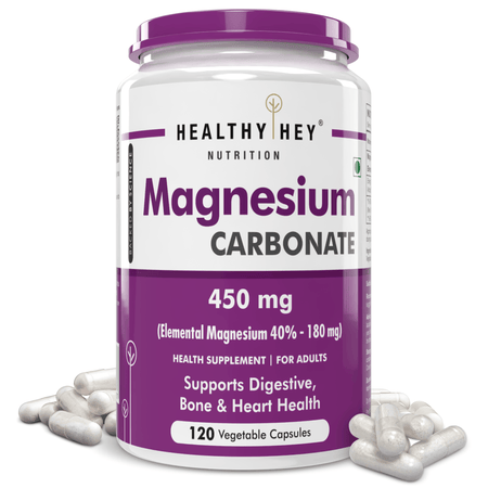 HealthyHey Nutrition Capsule Magnesium Carbonate support digestive, bone & heart health 120 Veg Capsules