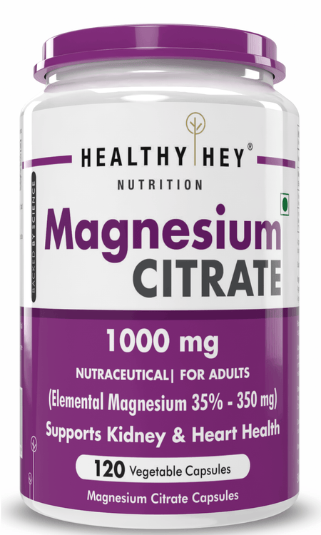 HealthyHey Nutrition Capsule Magnesium Citrate 120 Vegetable Capsules - Supports Bone Health, Energy, and Muscle Function