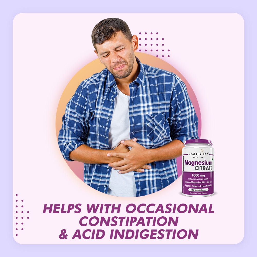 HealthyHey Nutrition Capsule Magnesium Citrate 120 Vegetable Capsules - Supports Bone Health, Energy, and Muscle Function