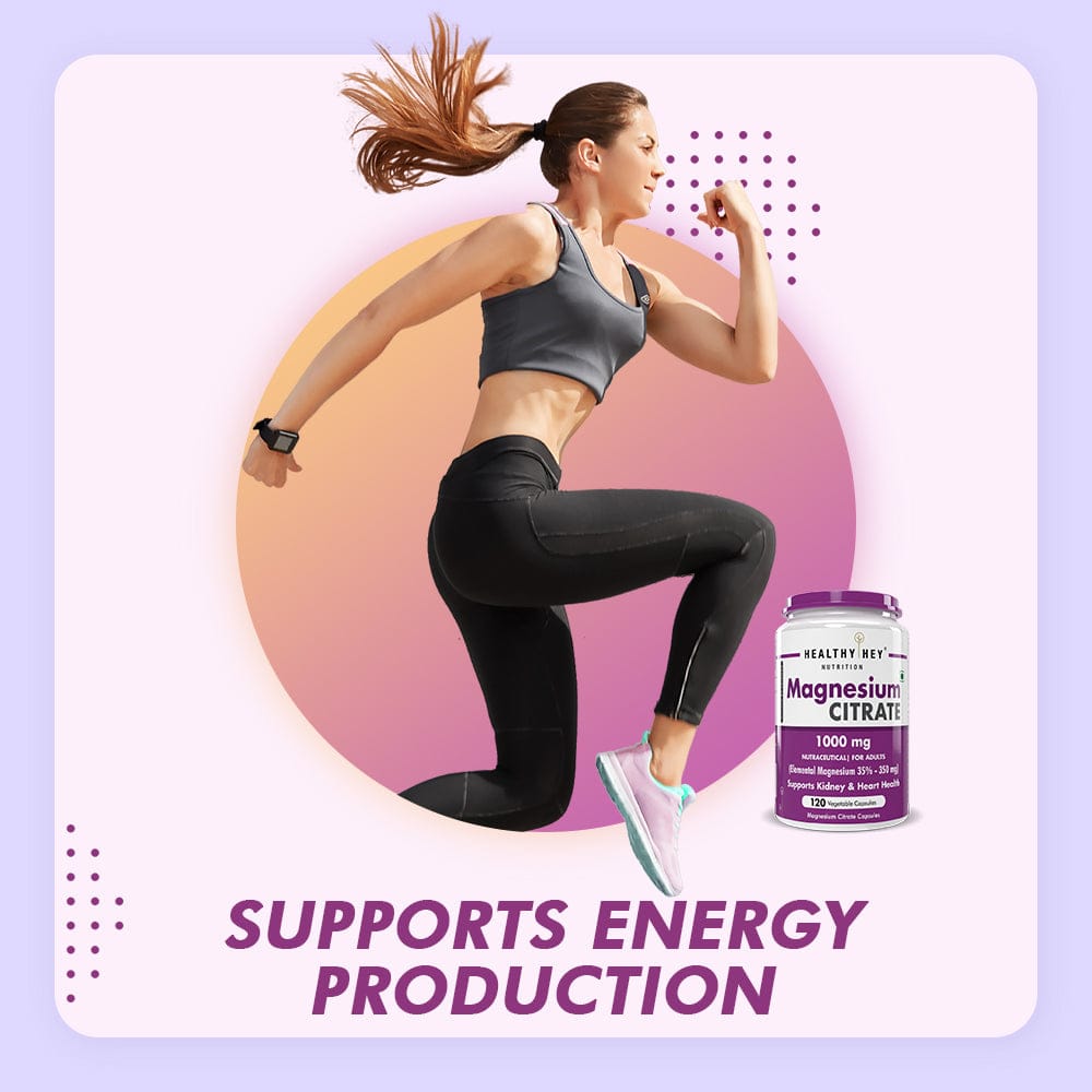 HealthyHey Nutrition Capsule Magnesium Citrate 120 Vegetable Capsules - Supports Bone Health, Energy, and Muscle Function