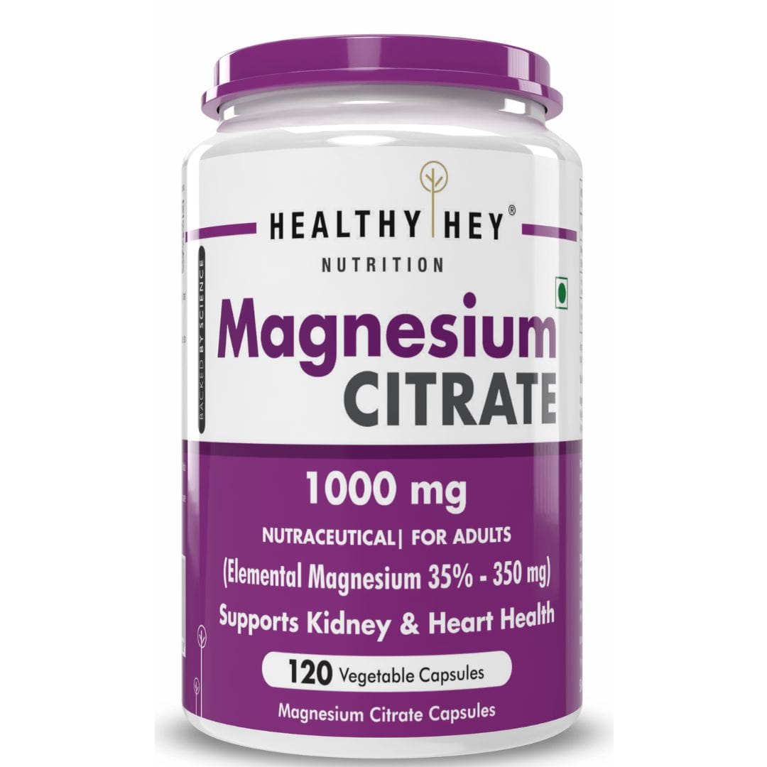 HealthyHey Nutrition Capsule Magnesium Citrate 120 Vegetable Capsules - Supports Bone Health, Energy, and Muscle Function