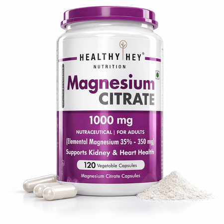 HealthyHey Nutrition Capsule Magnesium Citrate 120 Vegetable Capsules - Supports Bone Health, Energy, and Muscle Function