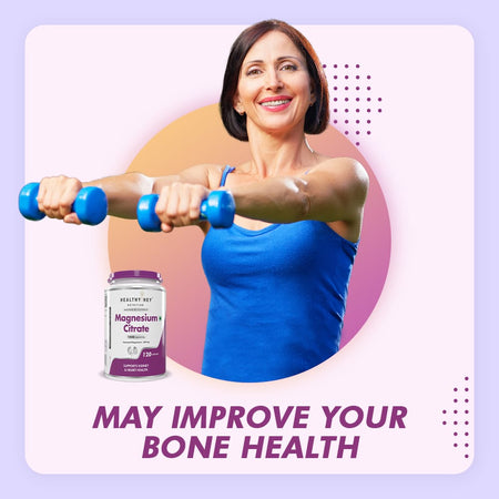 HealthyHey Nutrition Capsule Magnesium Citrate 120 Vegetable Capsules - Supports Bone Health, Energy, and Muscle Function