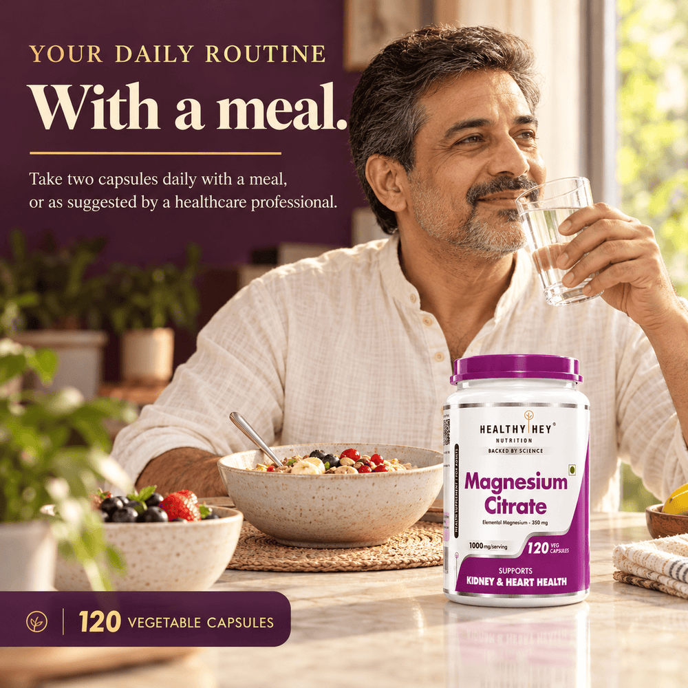 HealthyHey Nutrition Capsule Magnesium Citrate 120 Vegetable Capsules - Supports Bone Health, Energy, and Muscle Function