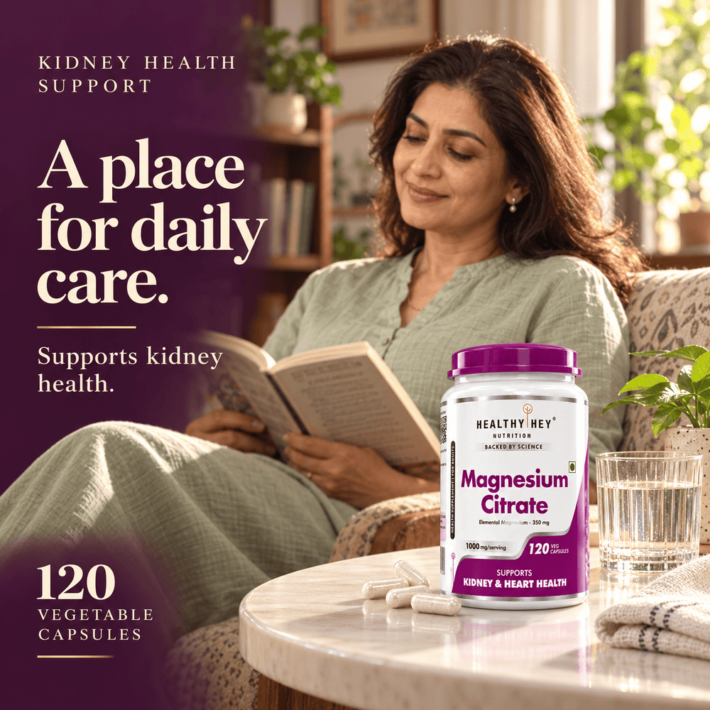 HealthyHey Nutrition Capsule Magnesium Citrate 120 Vegetable Capsules - Supports Bone Health, Energy, and Muscle Function