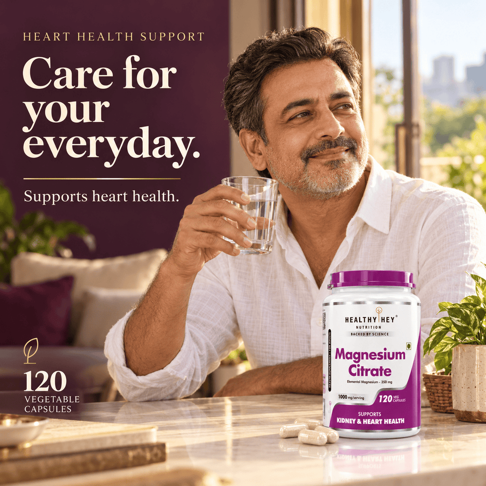 HealthyHey Nutrition Capsule Magnesium Citrate 120 Vegetable Capsules - Supports Bone Health, Energy, and Muscle Function