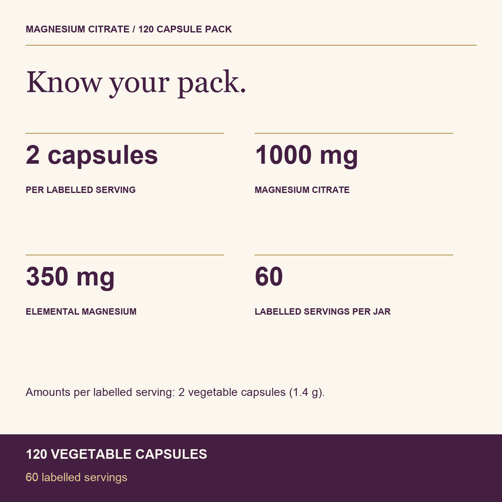 HealthyHey Nutrition Capsule Magnesium Citrate 120 Vegetable Capsules - Supports Bone Health, Energy, and Muscle Function