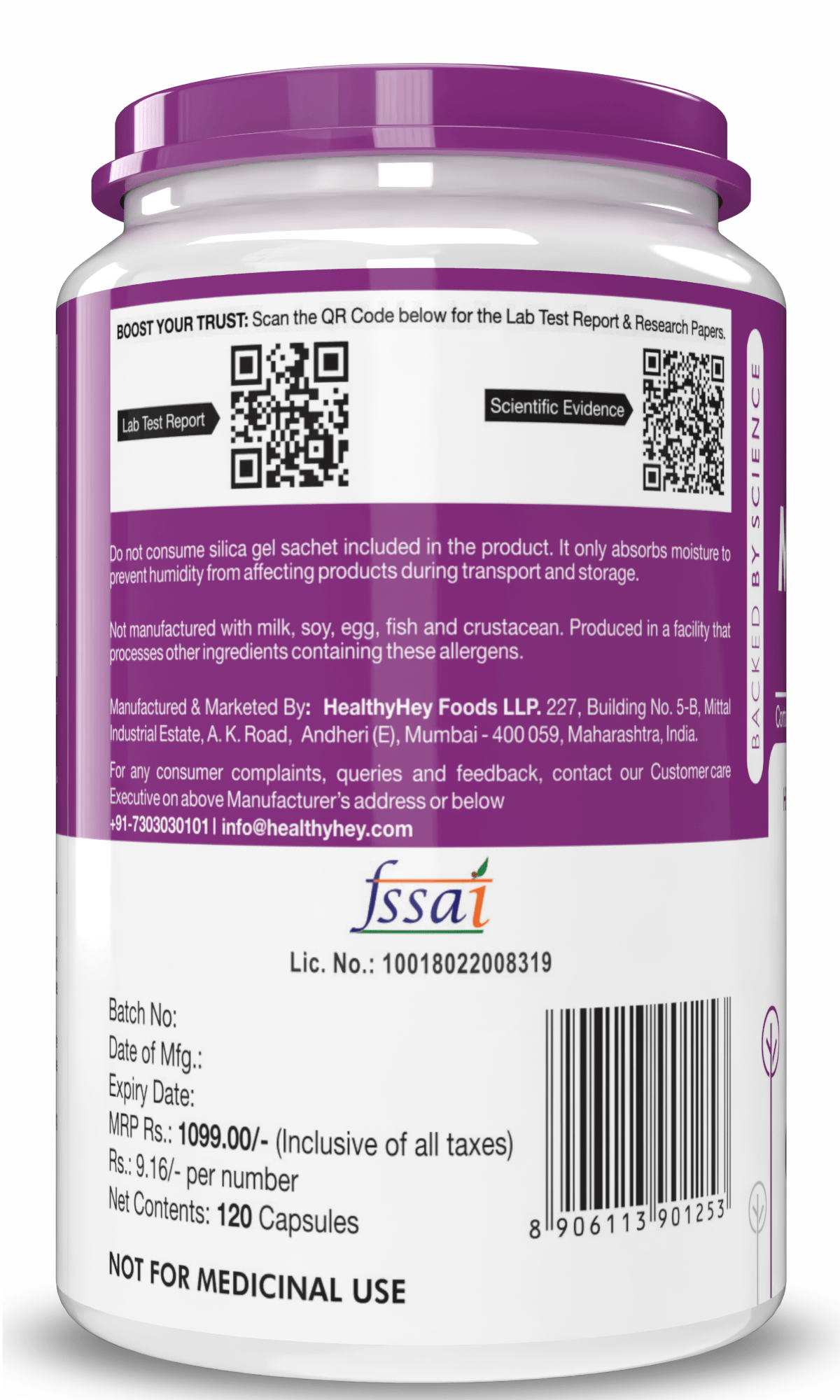 HealthyHey Nutrition Capsule Manganese Gluconate - Hypoallergenic Trace Mineral Supplement for Connective Tissue and Bones - 120 Capsules