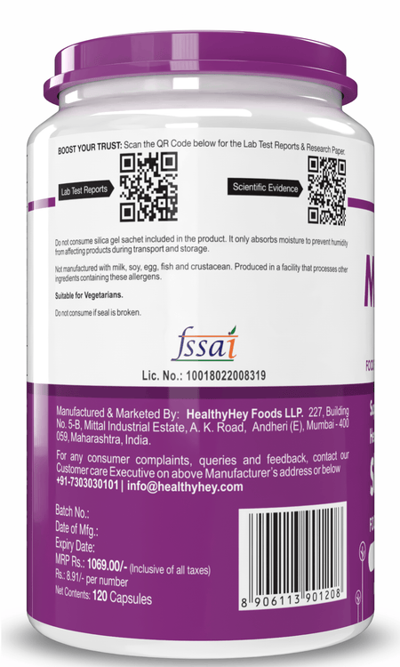 HealthyHey Nutrition Capsule Melatonin, support healthy 120 veg capsules -Promotes Sleep and Relaxation