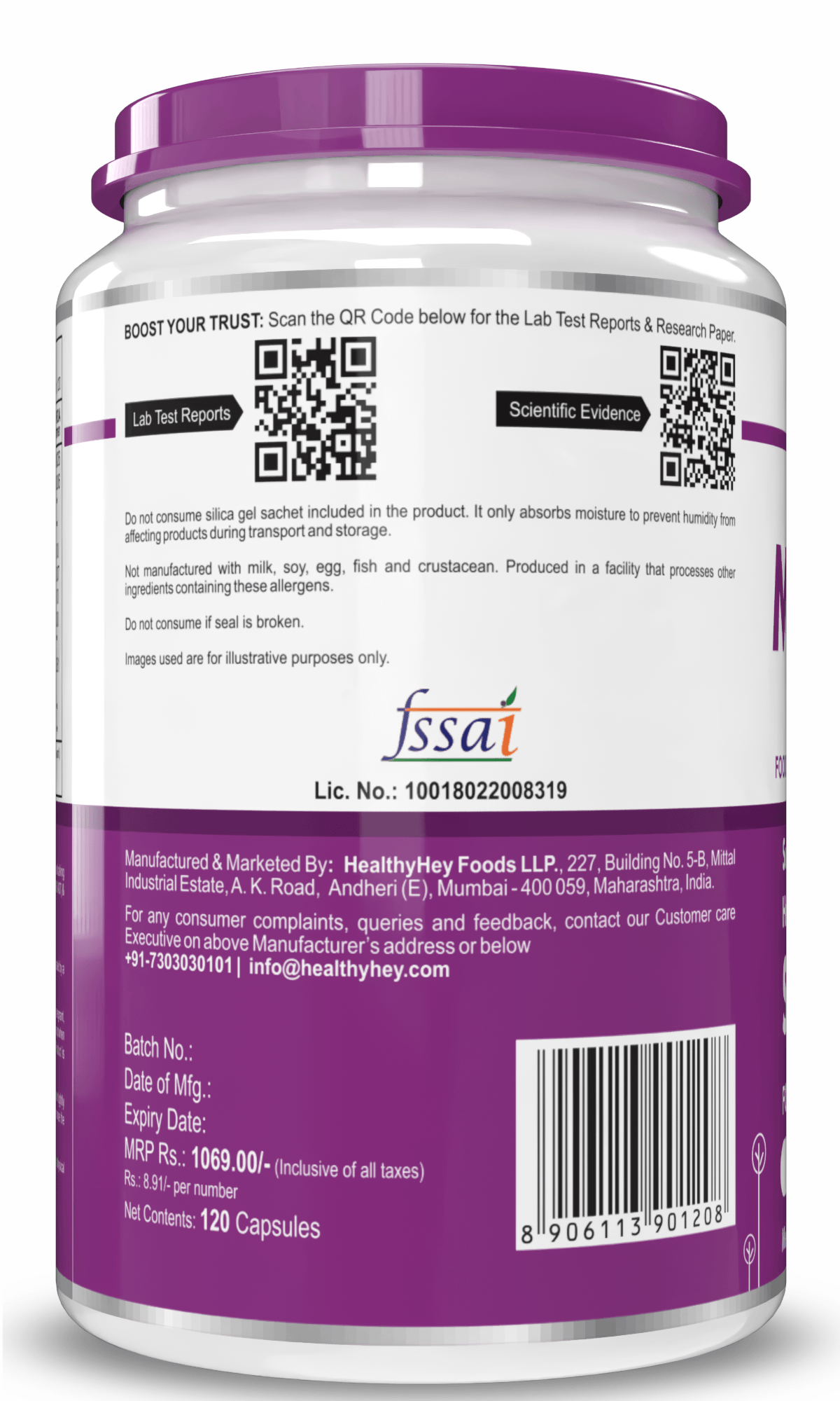 HealthyHey Nutrition Capsule Melatonin, support healthy 120 veg capsules -Promotes Sleep and Relaxation