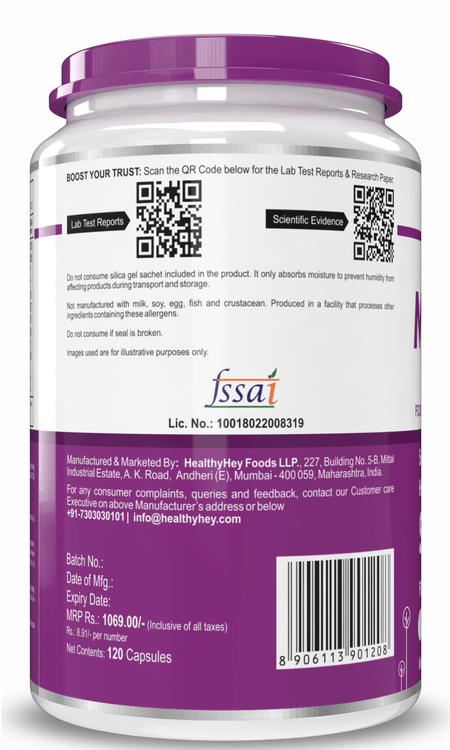 HealthyHey Nutrition Capsule Melatonin, support healthy 120 veg capsules -Promotes Sleep and Relaxation