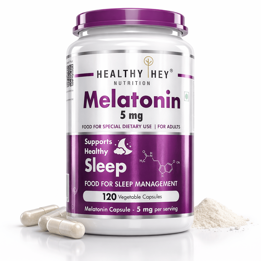 HealthyHey Nutrition Capsule Melatonin, support healthy 120 veg capsules -Promotes Sleep and Relaxation