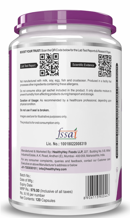 HealthyHey Nutrition Capsule Melatonin, support healthy 120 veg capsules -Promotes Sleep and Relaxation