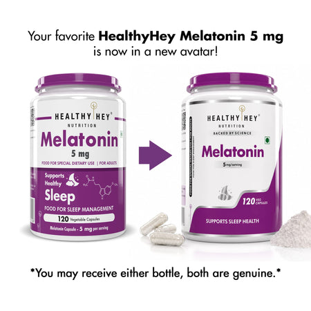 HealthyHey Nutrition Capsule Melatonin, support healthy 120 veg capsules -Promotes Sleep and Relaxation